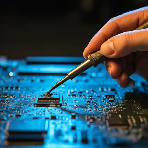 Precyzyjna naprawa płyty głównej nawigacji GPS pod mikroskopem w laboratorium